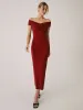 Solid Off-Shouder Rosste Midi Dress sold by COMMENSE