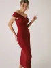 Solid Off-Shouder Rosste Midi Dress sold by COMMENSE