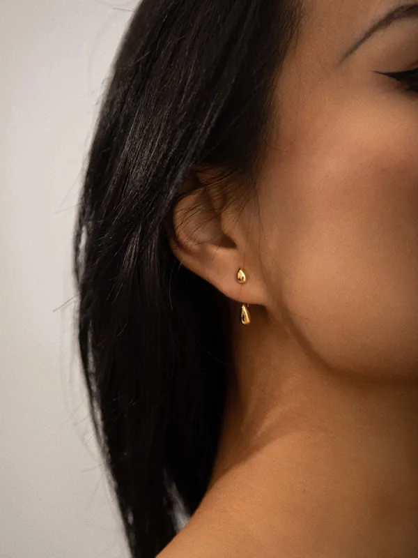 Double Water Drop Stud Earrings sold by COMMENSE