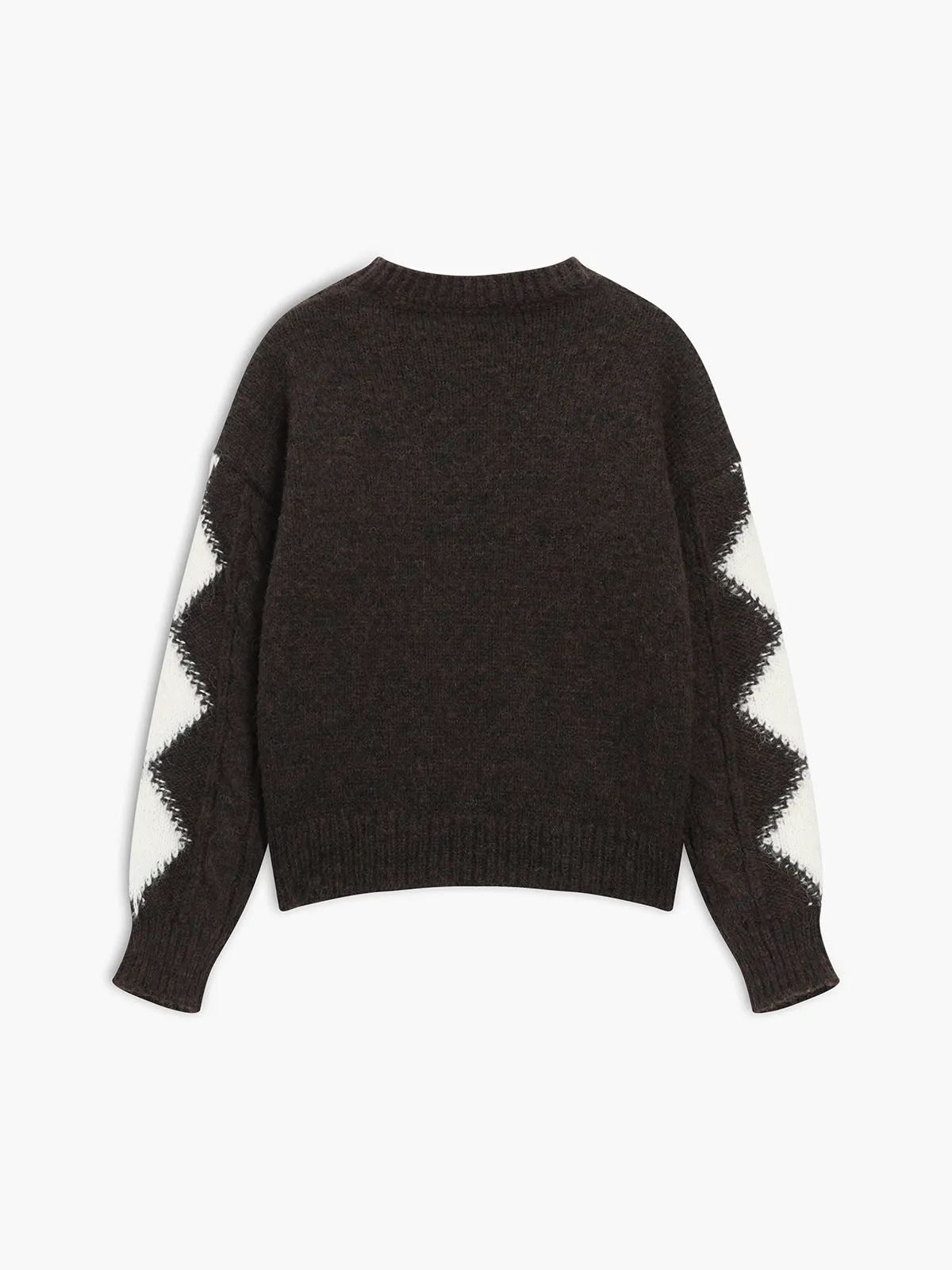 Argyle Cable Colorblock Sweater sold by COMMENSE product image thumbnail 2