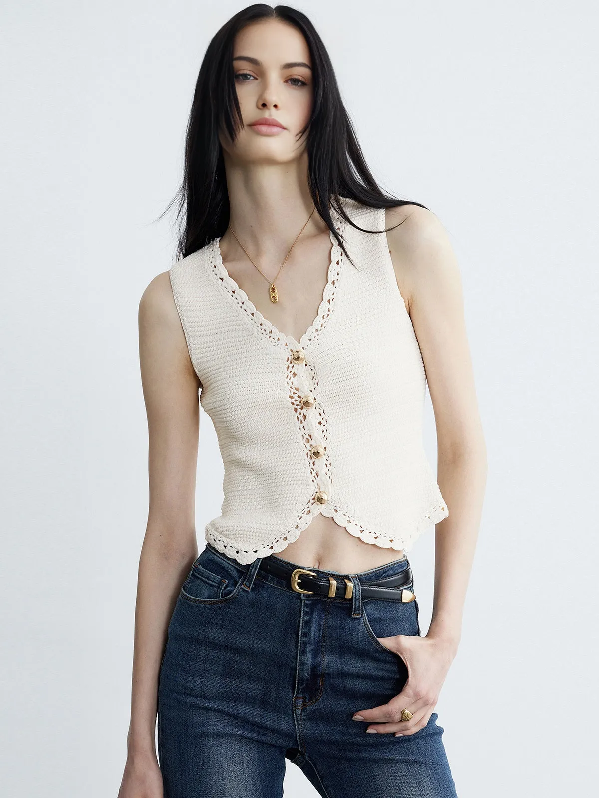 Lace Trim Knit Cardigan sold by COMMENSE product image thumbnail 2