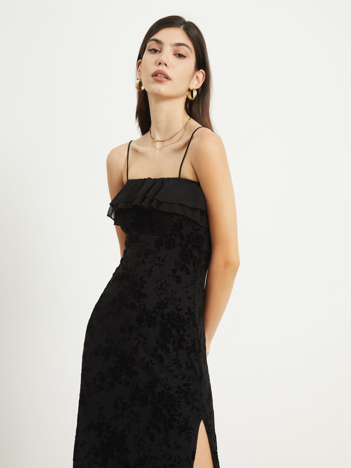 Jacquard Floral Mesh Midi Dress sold by COMMENSE product image thumbnail 4