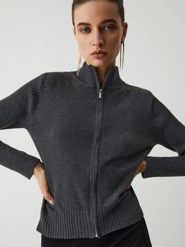 Basic Stand Collar Cardigan sold by COMMENSE