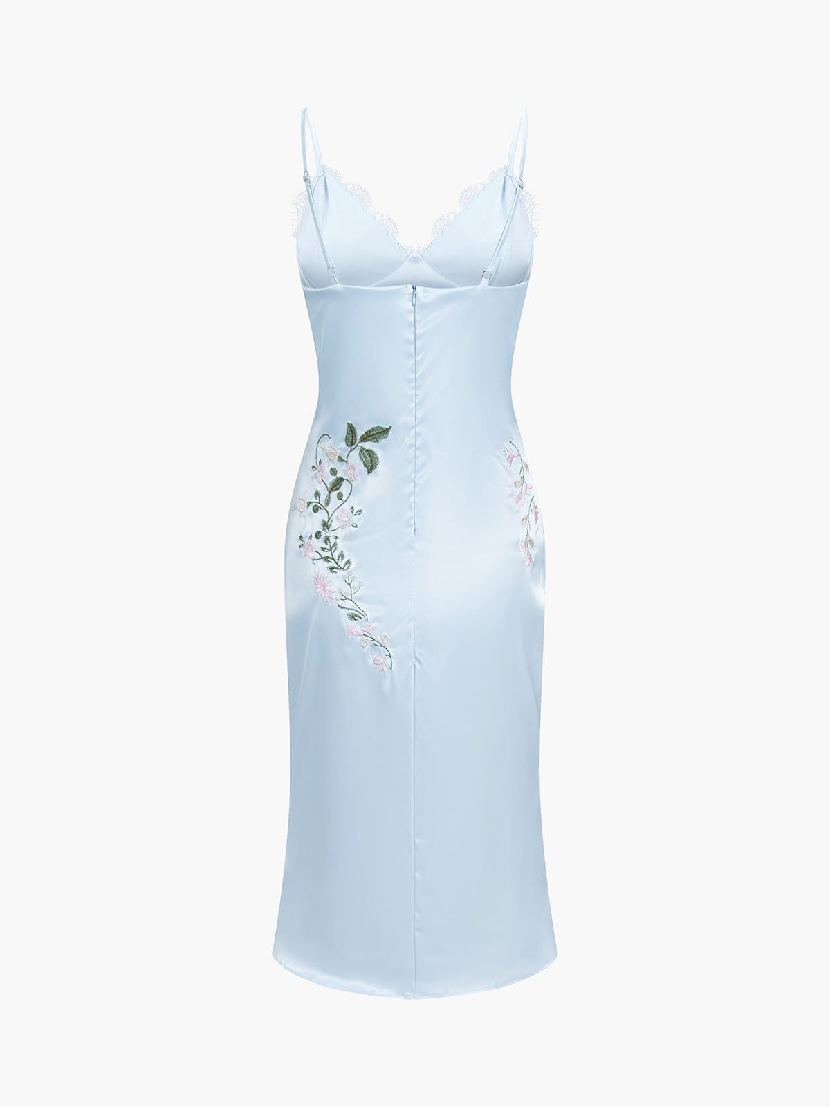 Satin Embroidered Floral Lace Midi Dress sold by COMMENSE product image thumbnail 2