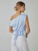 One Shoulder Off Knotted Blouse sold by COMMENSE