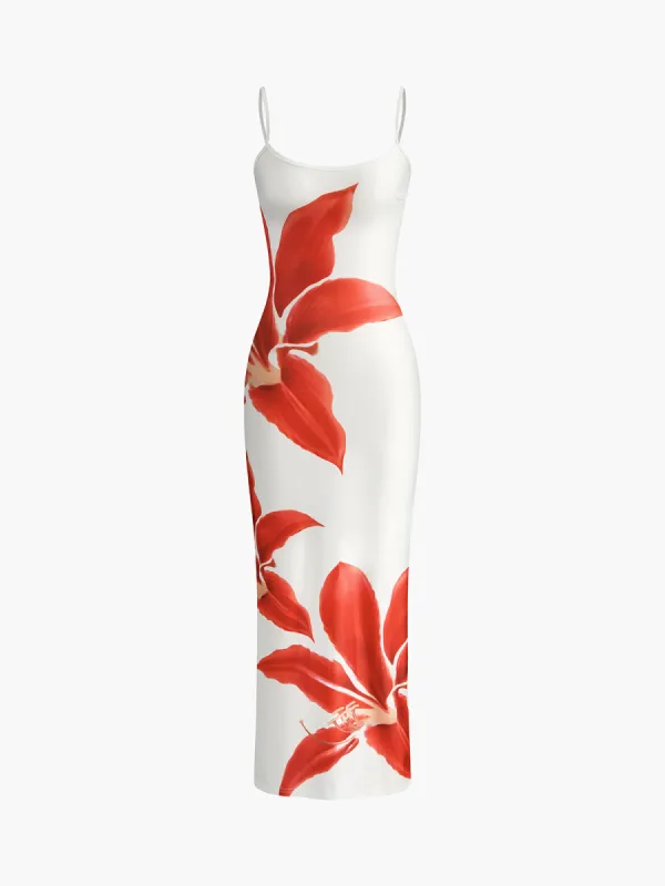 Floral Print Sleeveless Split Long Dress sold by COMMENSE