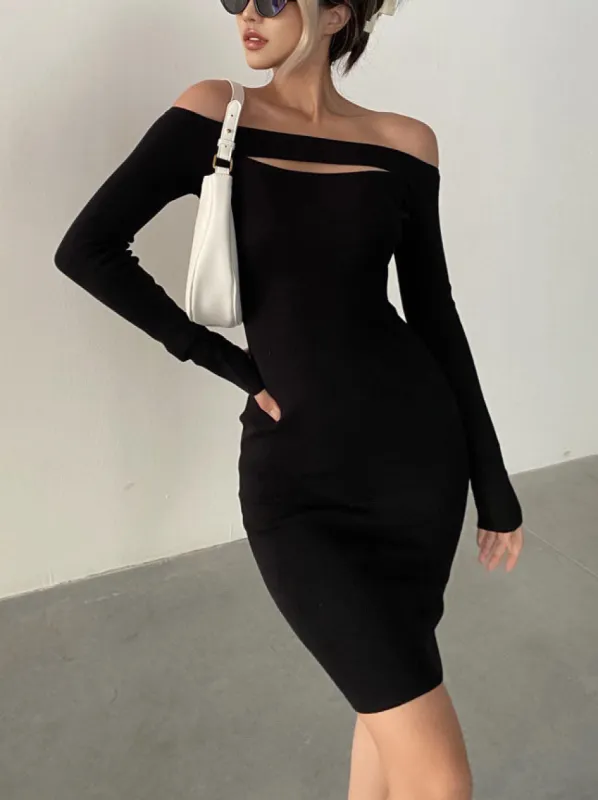 No Afterthought Off Shoulder Short Sweater Dress sold by COMMENSE