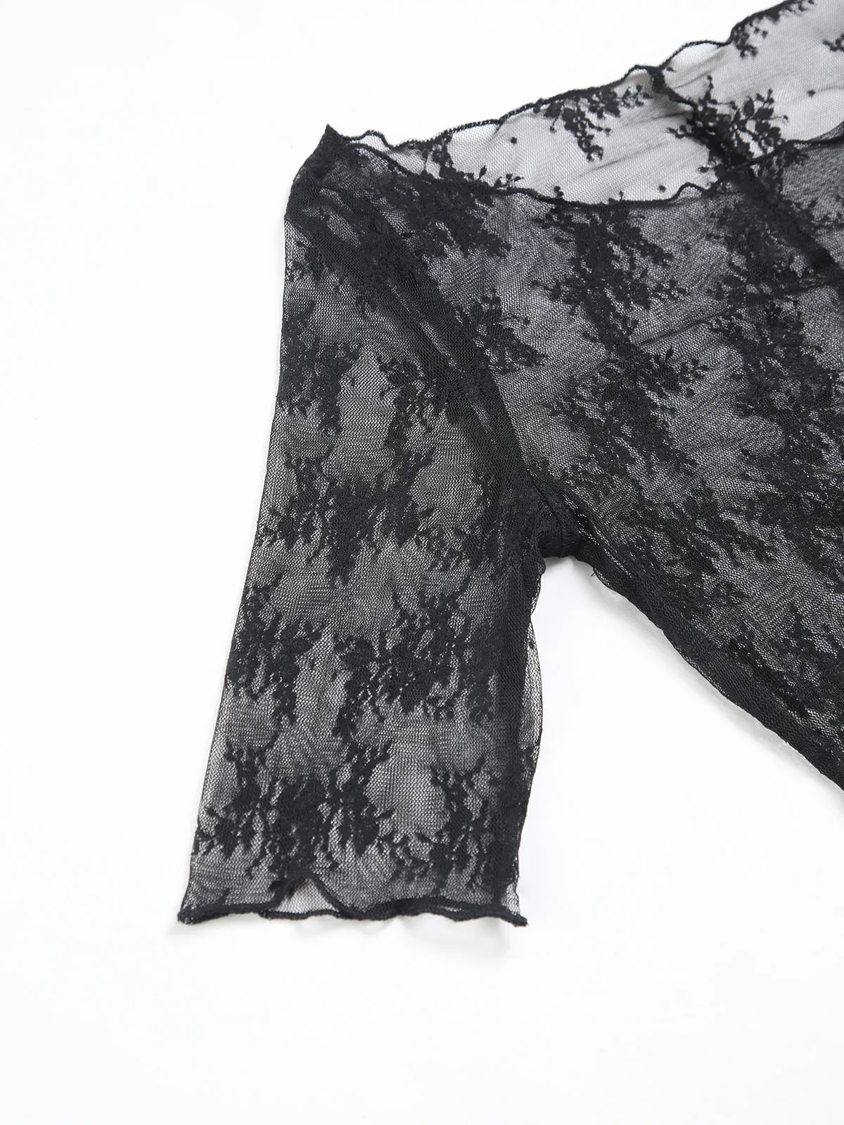 Sheer Lace Half Sleeve Top sold by COMMENSE product image thumbnail 4