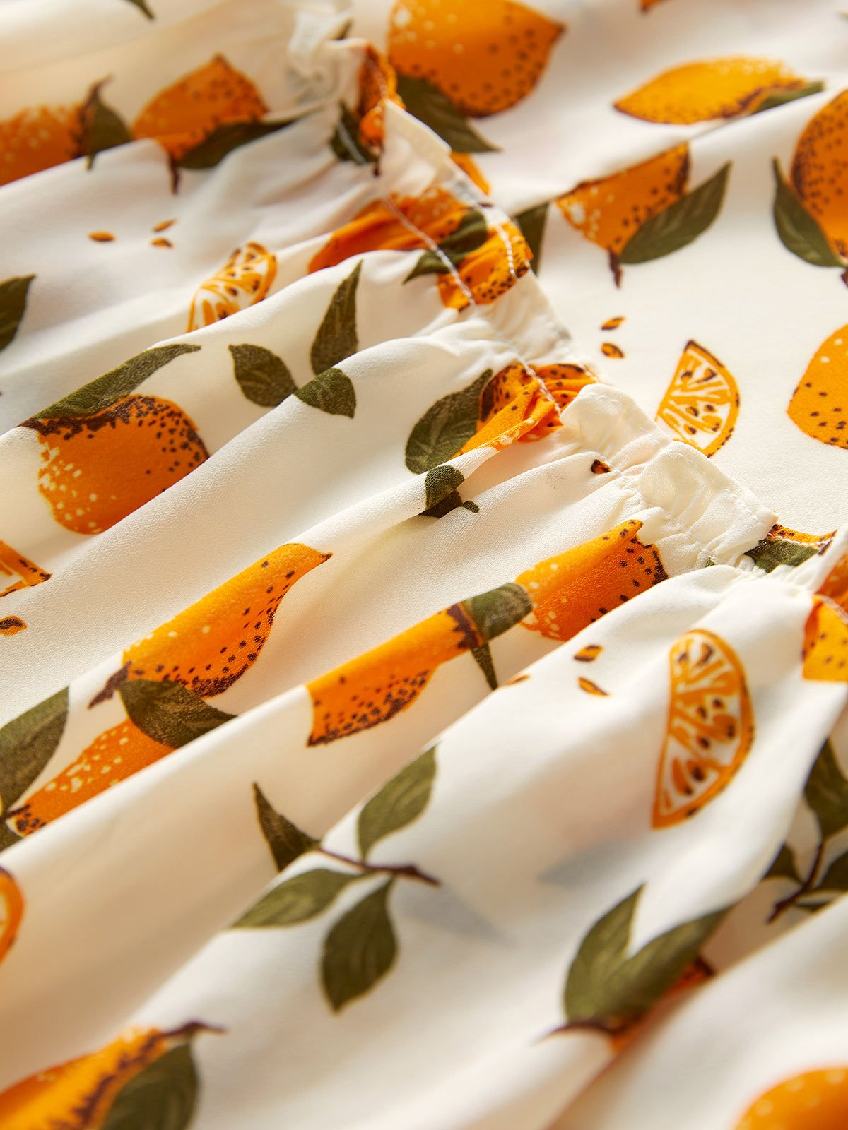 Short Puff Sleeve Orange V-Neck Midi Ruffle Dress sold by COMMENSE product image thumbnail 7