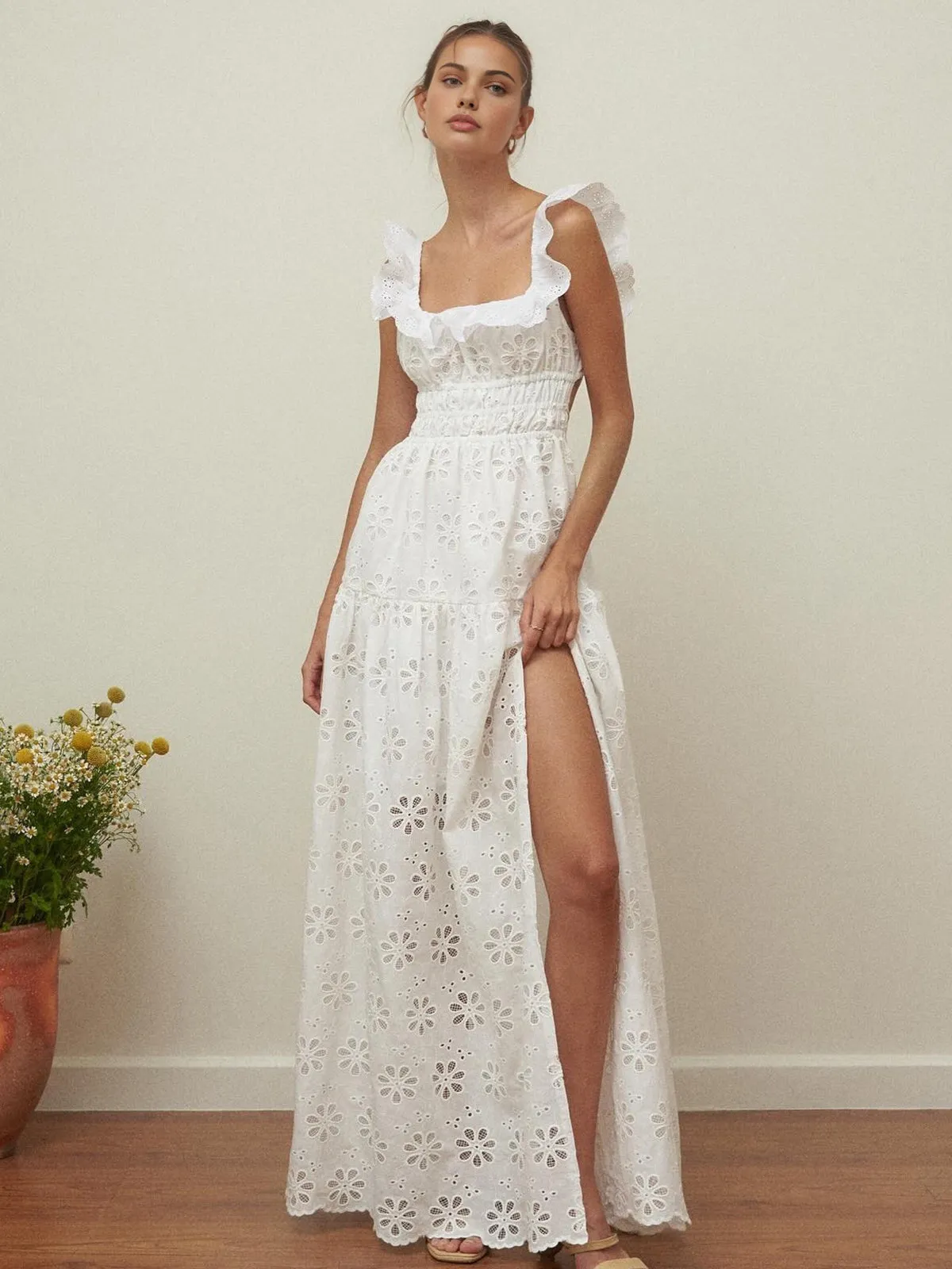 Sundrenched Cotton Eyelet Embroidered Long Dress sold by COMMENSE