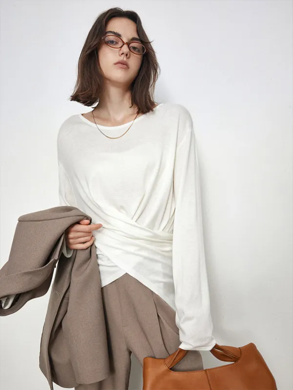 Criss Cross Back Buttoned Long Sleeve Shirt sold by COMMENSE