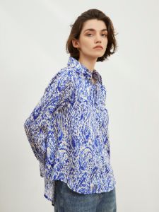 Printed Satin Button Down Shirt sold by COMMENSE
