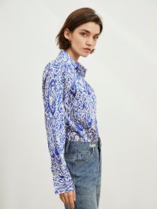 Printed Satin Button Down Shirt sold by COMMENSE