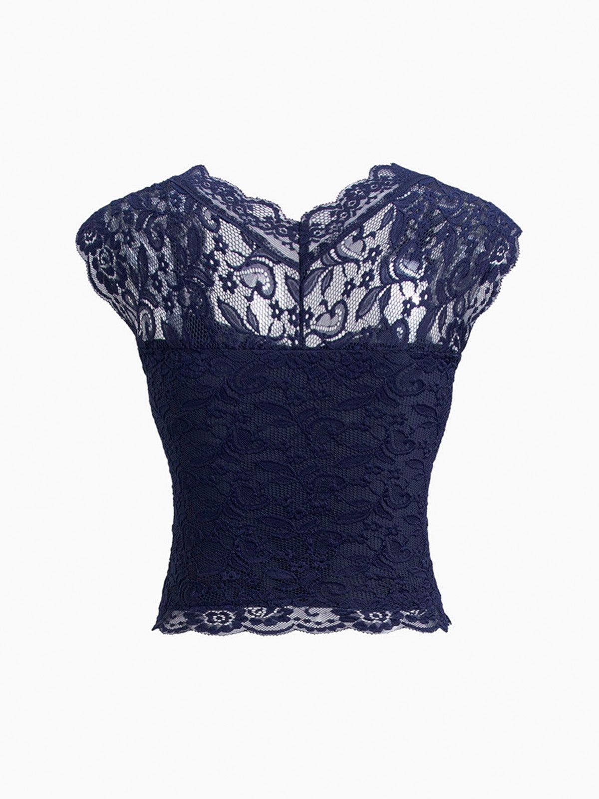 Floral Lace Ruched Crop Shirt sold by COMMENSE product image thumbnail 2