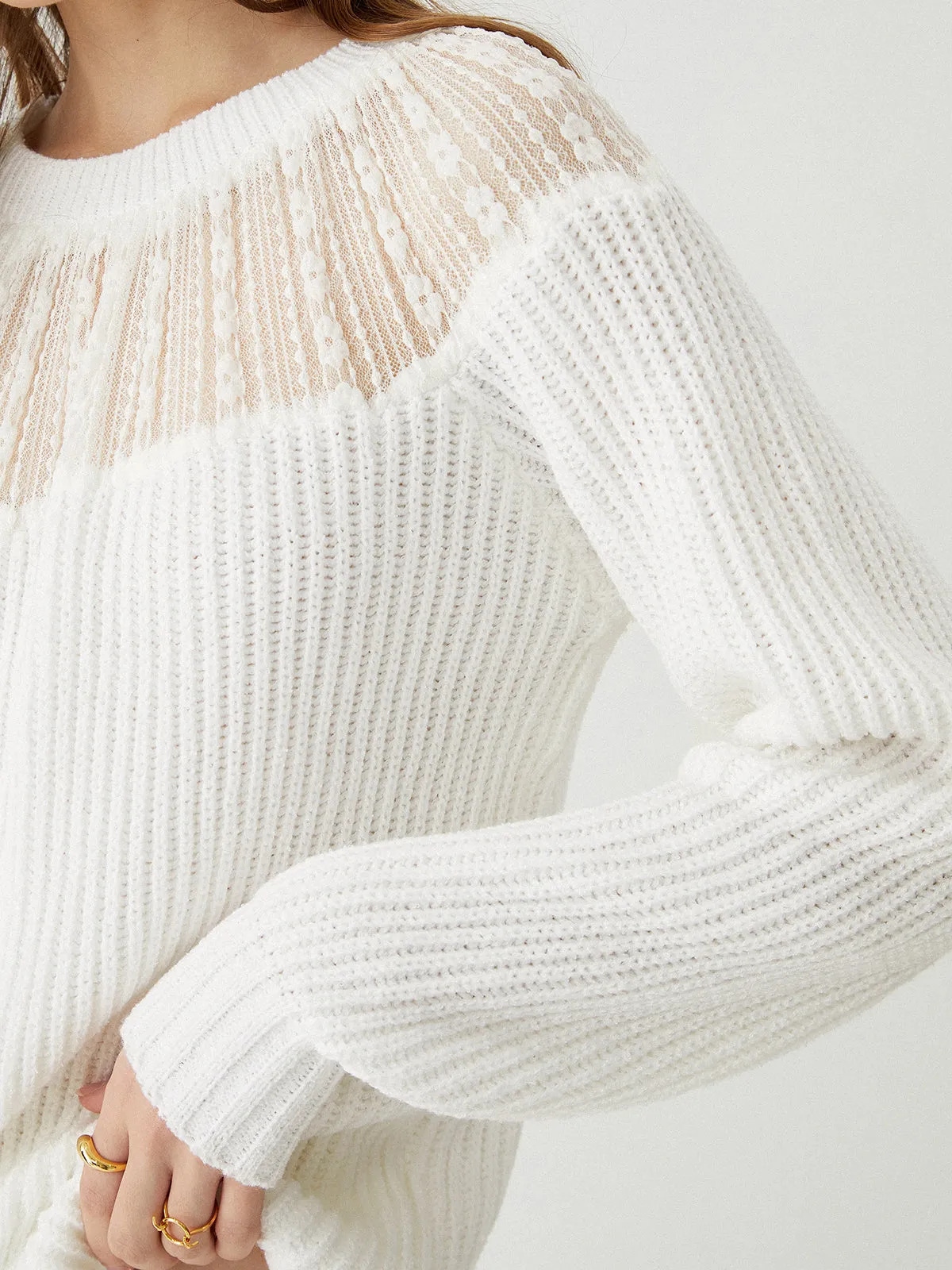 Lace Patchwork Raglan Sweater sold by COMMENSE product image thumbnail 5