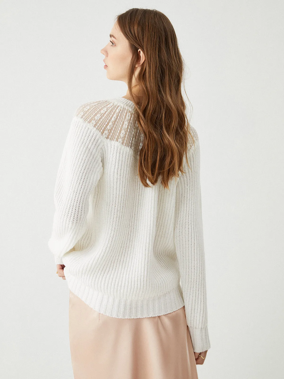 Lace Patchwork Raglan Sweater sold by COMMENSE product image thumbnail 3