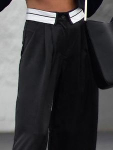 Foldover Waistband Wide Leg Pants sold by COMMENSE