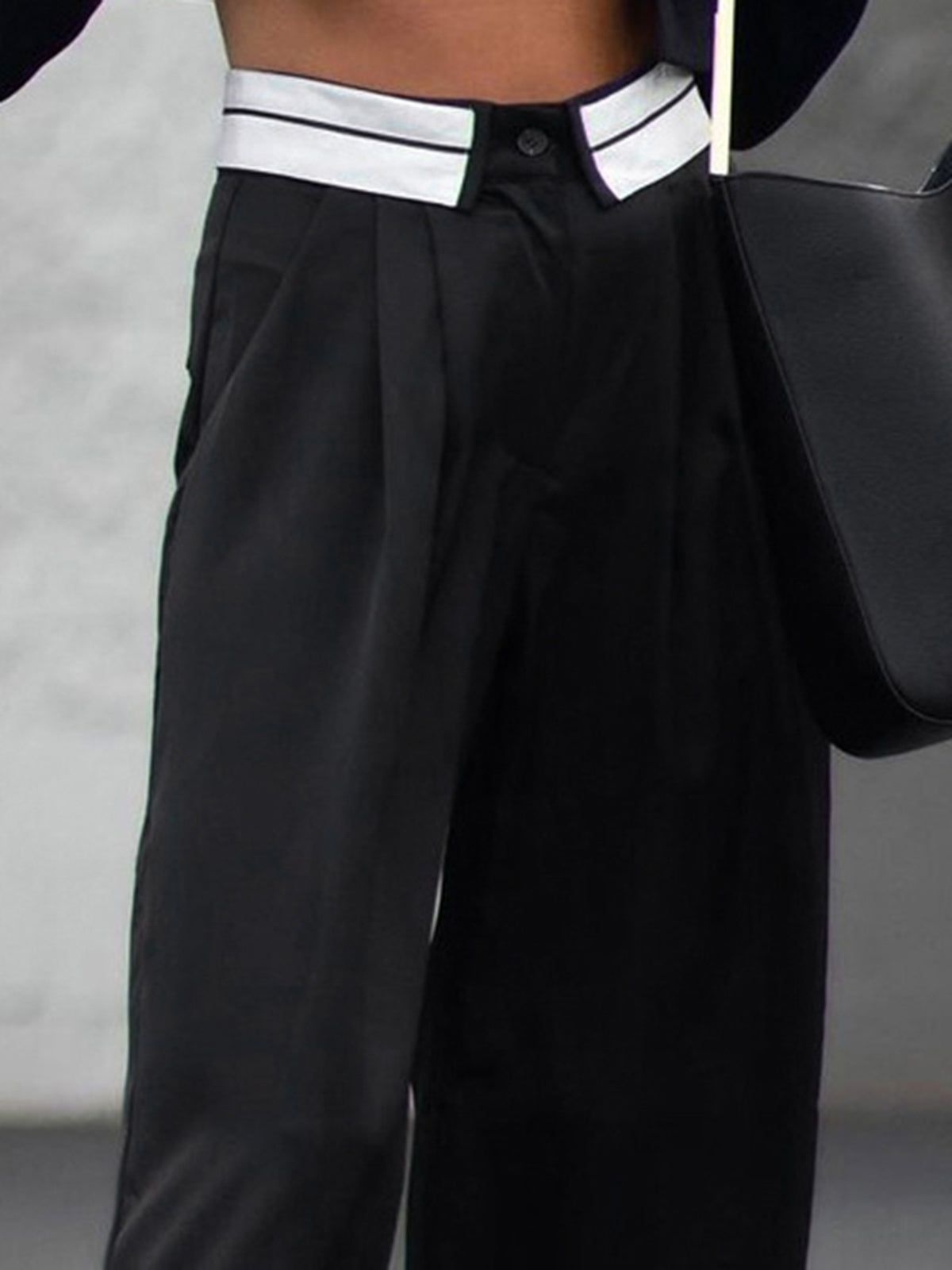 Foldover Waistband Wide Leg Pants sold by COMMENSE product image thumbnail 3