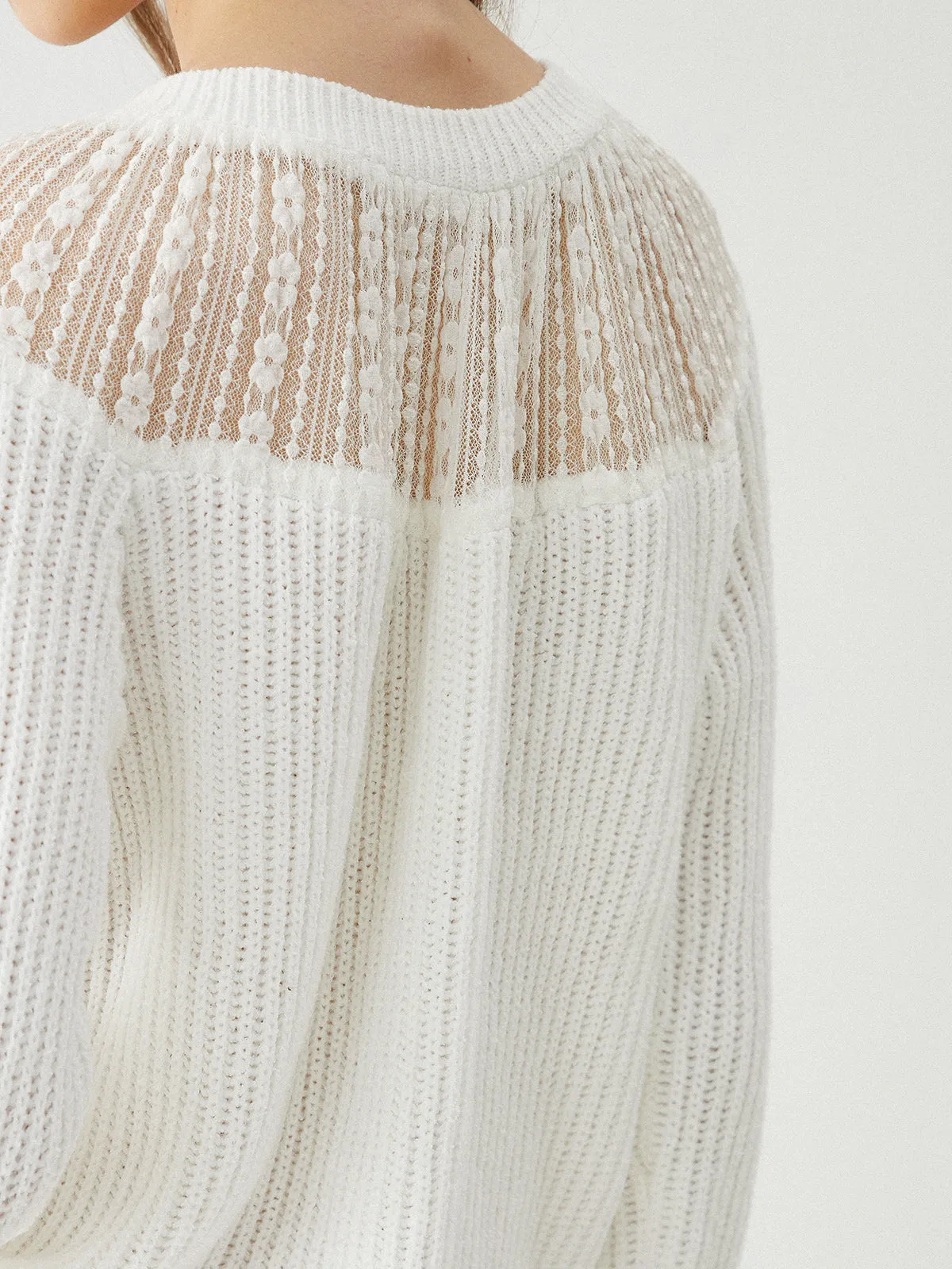 Lace Patchwork Raglan Sweater sold by COMMENSE product image thumbnail 4