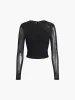 Criss Cross Mesh Long Sleeve Top sold by COMMENSE