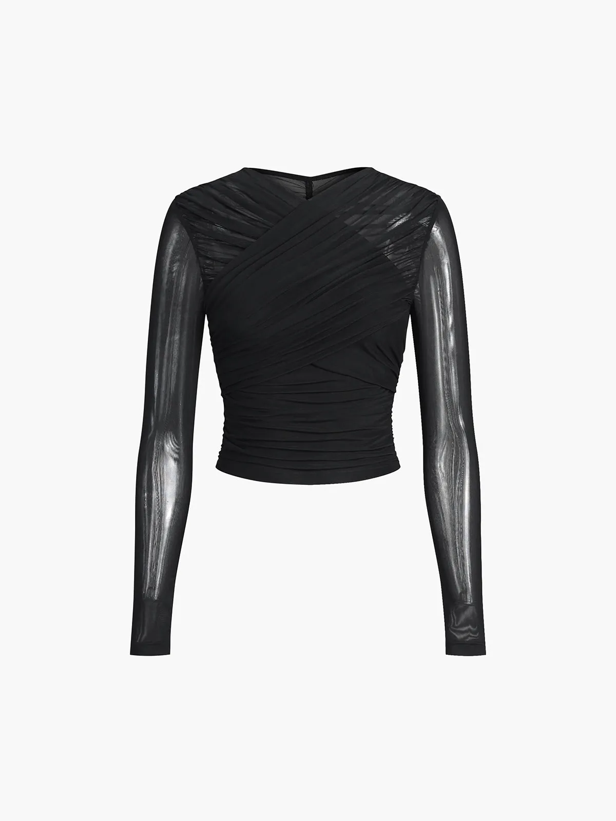 Criss Cross Mesh Long Sleeve Top sold by COMMENSE product image thumbnail 3