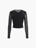 Criss Cross Mesh Long Sleeve Top sold by COMMENSE