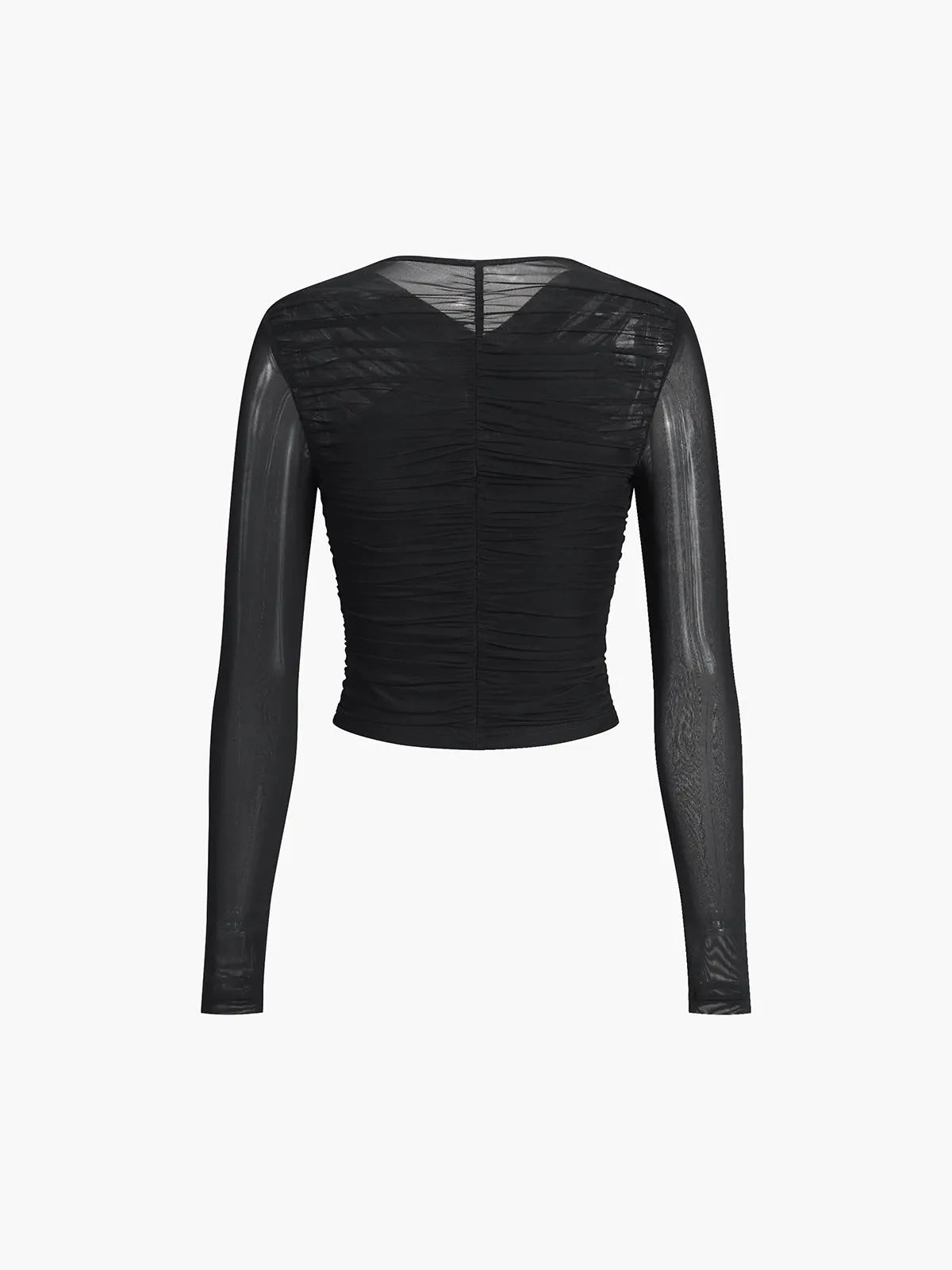 Criss Cross Mesh Long Sleeve Top sold by COMMENSE product image thumbnail 4