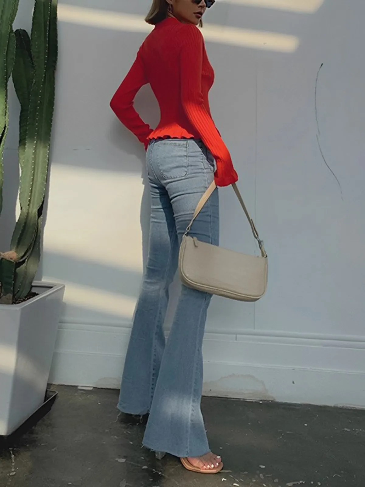 Ruffled Trim Button-Front Long Sleeve Cardigan sold by COMMENSE product image thumbnail 3