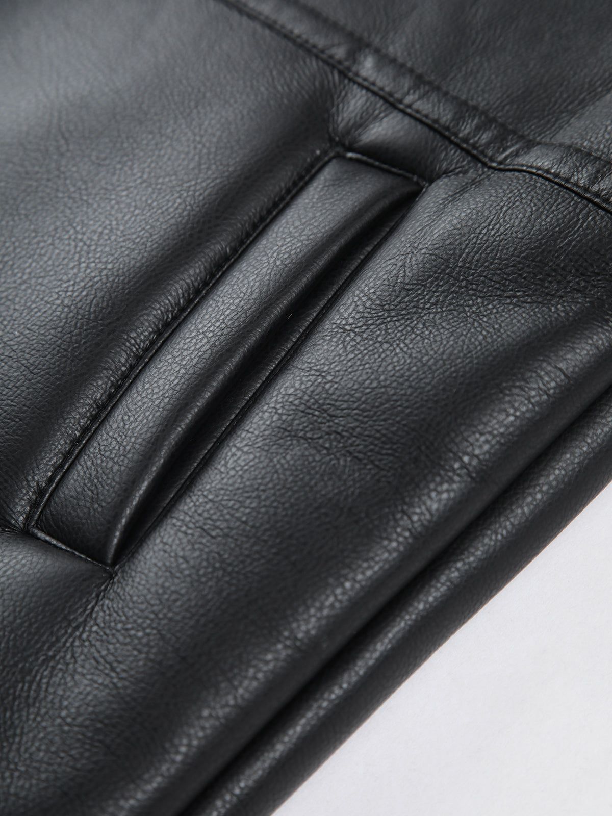 Sherpa Lined Shearling Faux Leather Zippered Patchwok Jacket sold by COMMENSE product image thumbnail 4