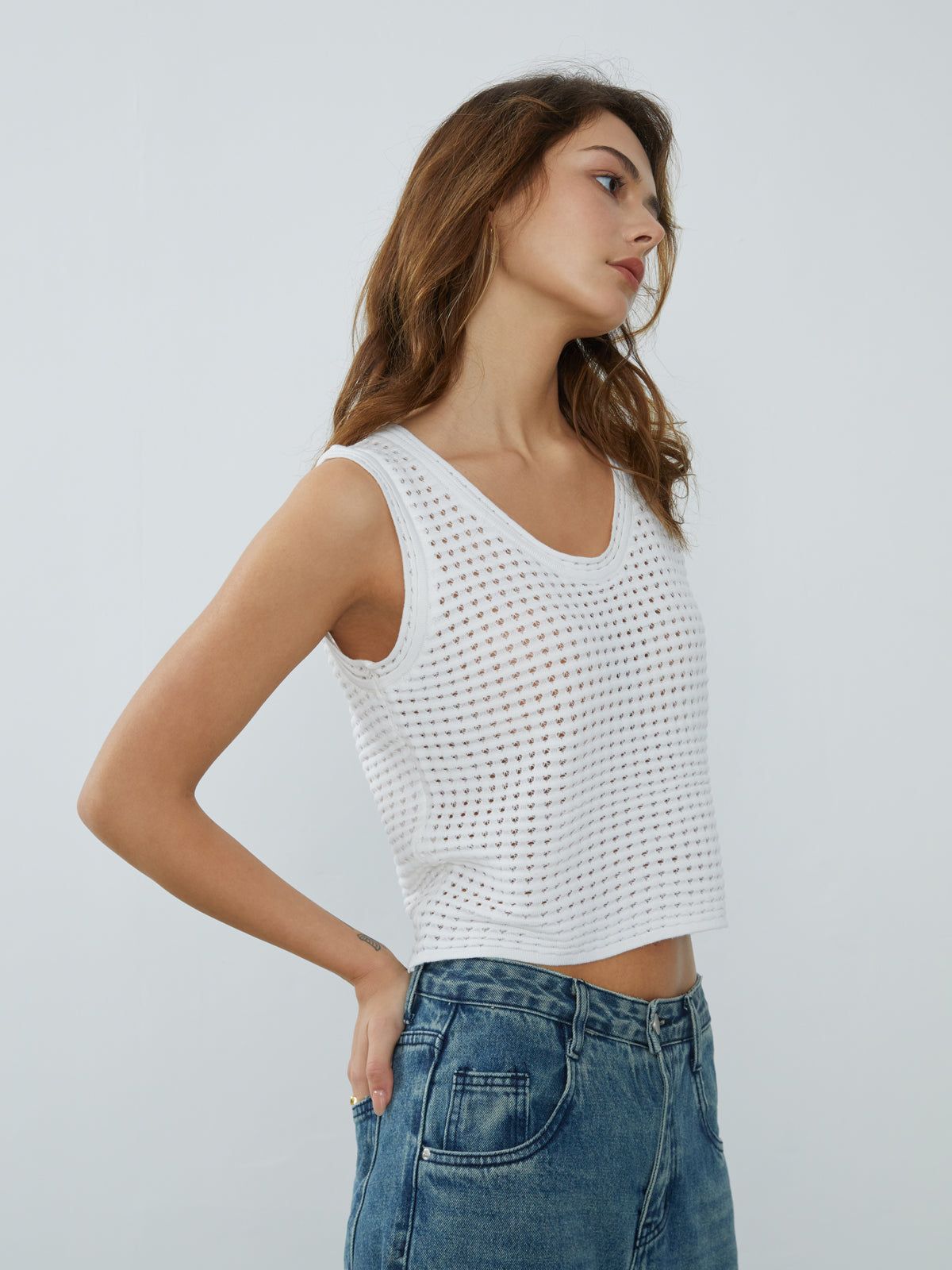 Open Knit Tank Top sold by COMMENSE product image thumbnail 6