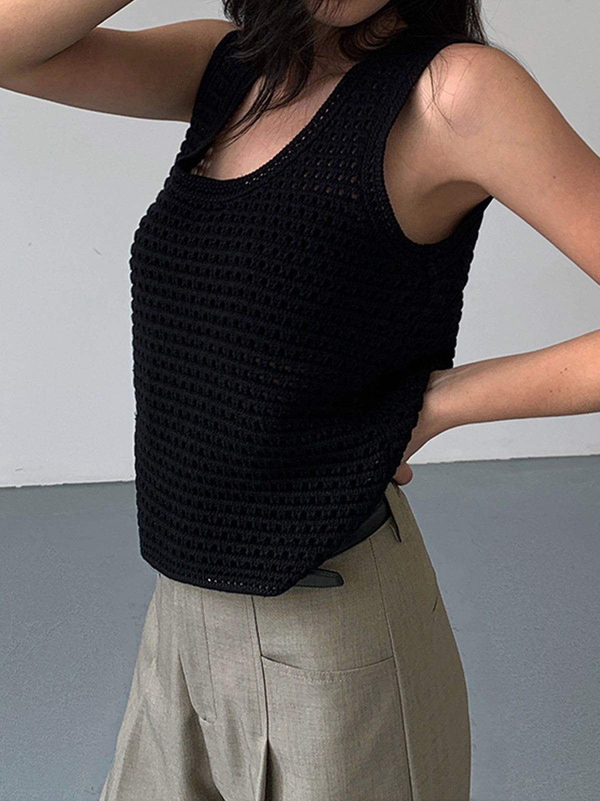 Open Knit Tank Top sold by COMMENSE product image thumbnail 3