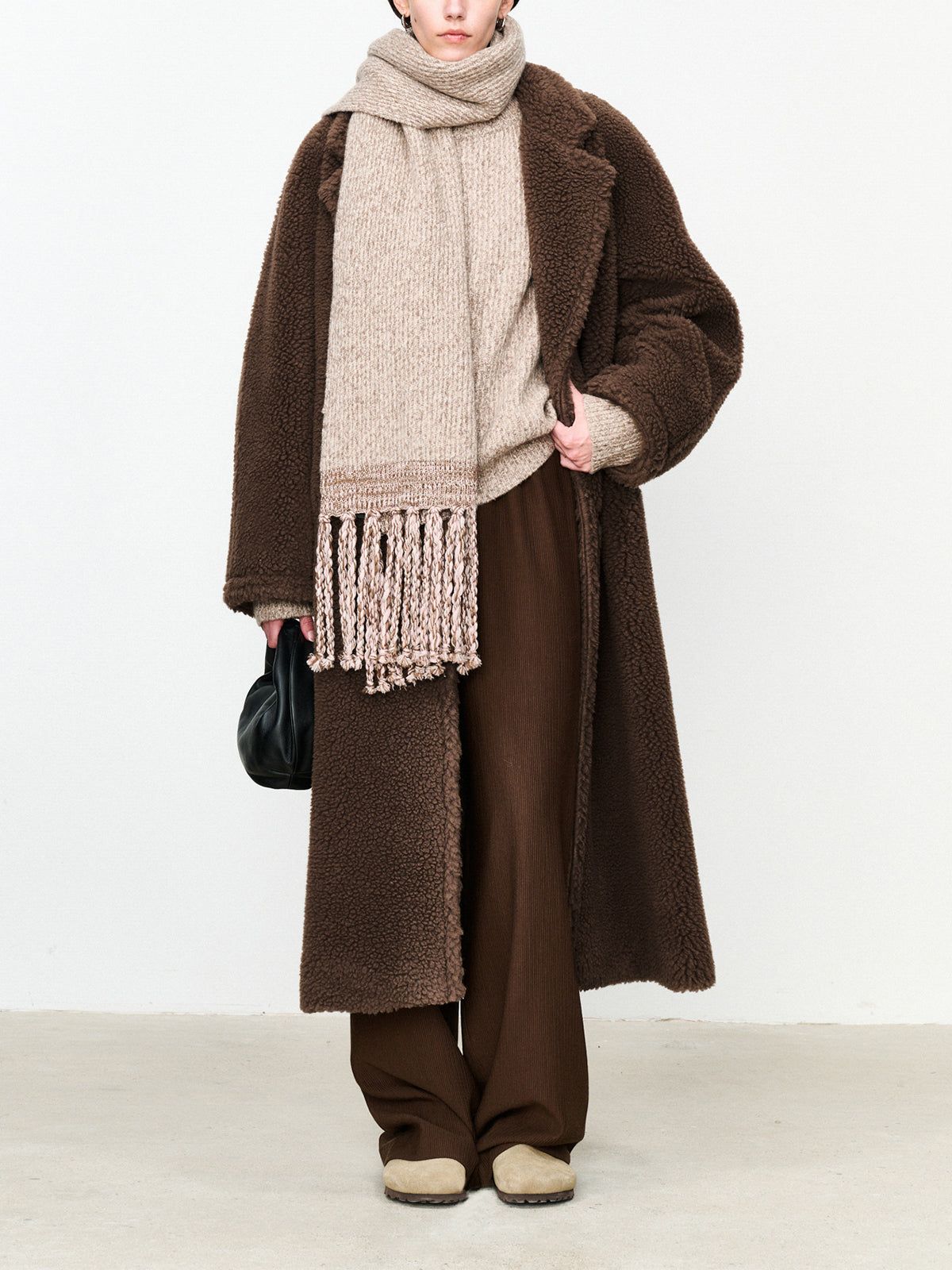 Oversized Double-Breasted Fleece Jacket sold by COMMENSE product image thumbnail 4