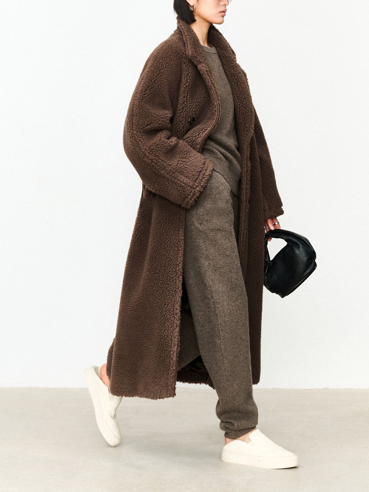 Oversized Double-Breasted Fleece Jacket sold by COMMENSE