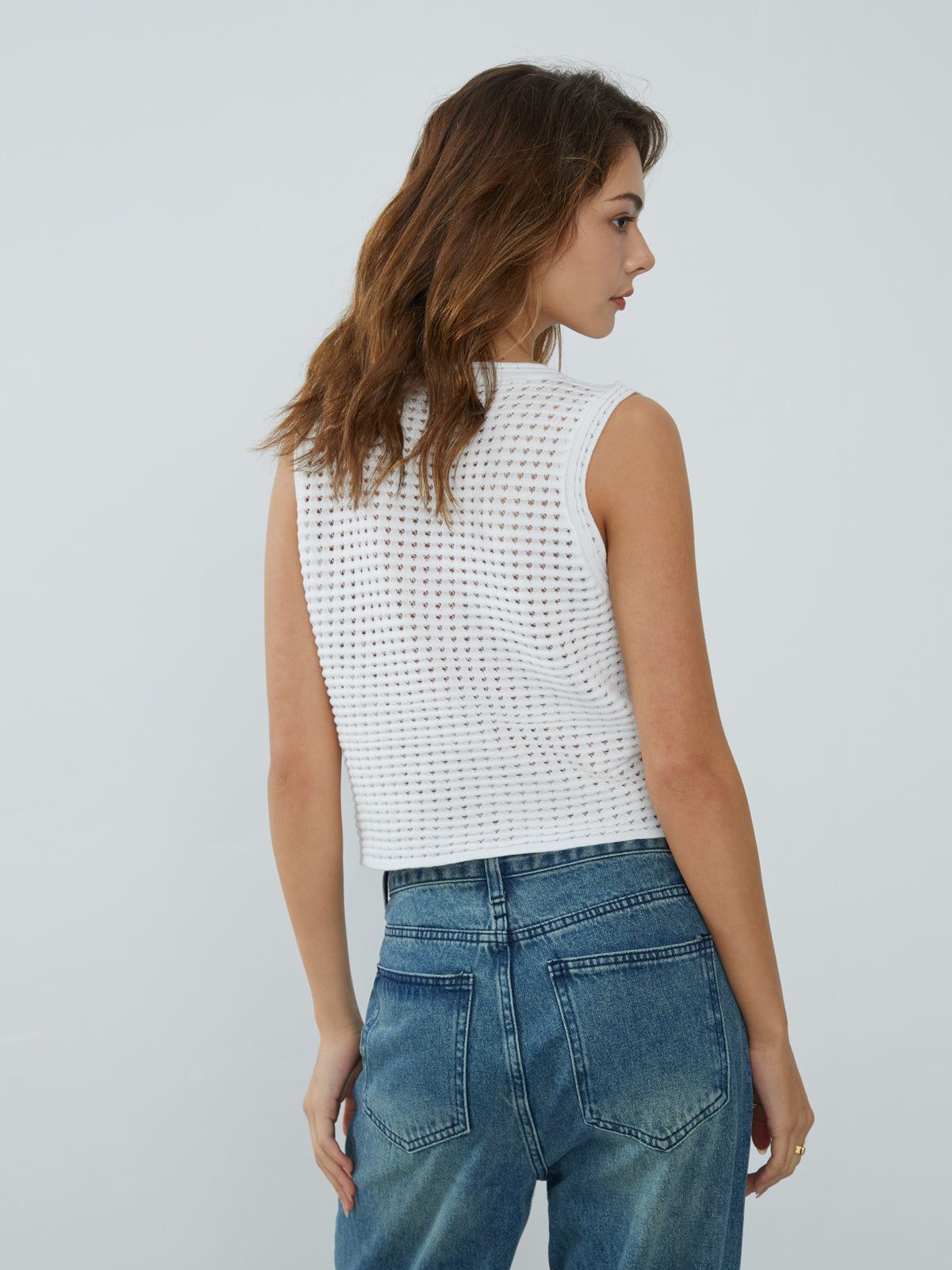 Open Knit Tank Top sold by COMMENSE product image thumbnail 7