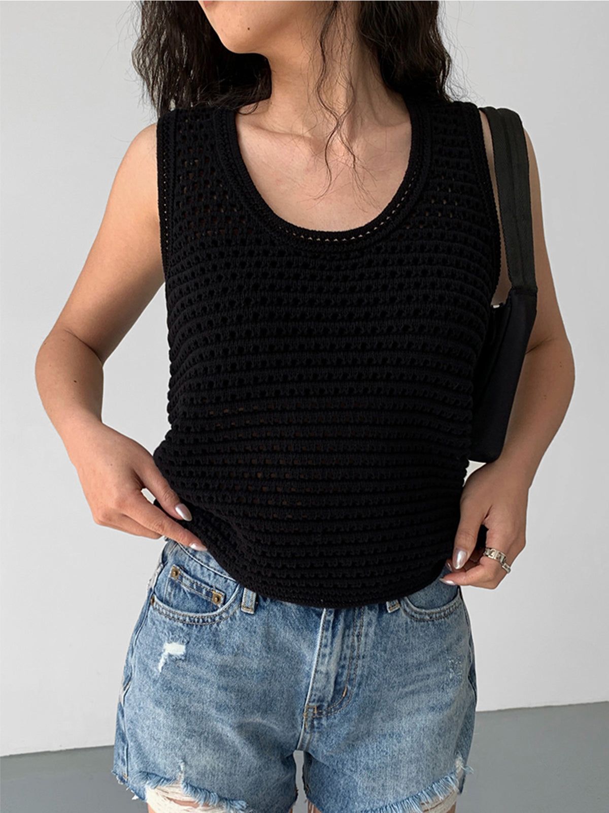 Open Knit Tank Top sold by COMMENSE