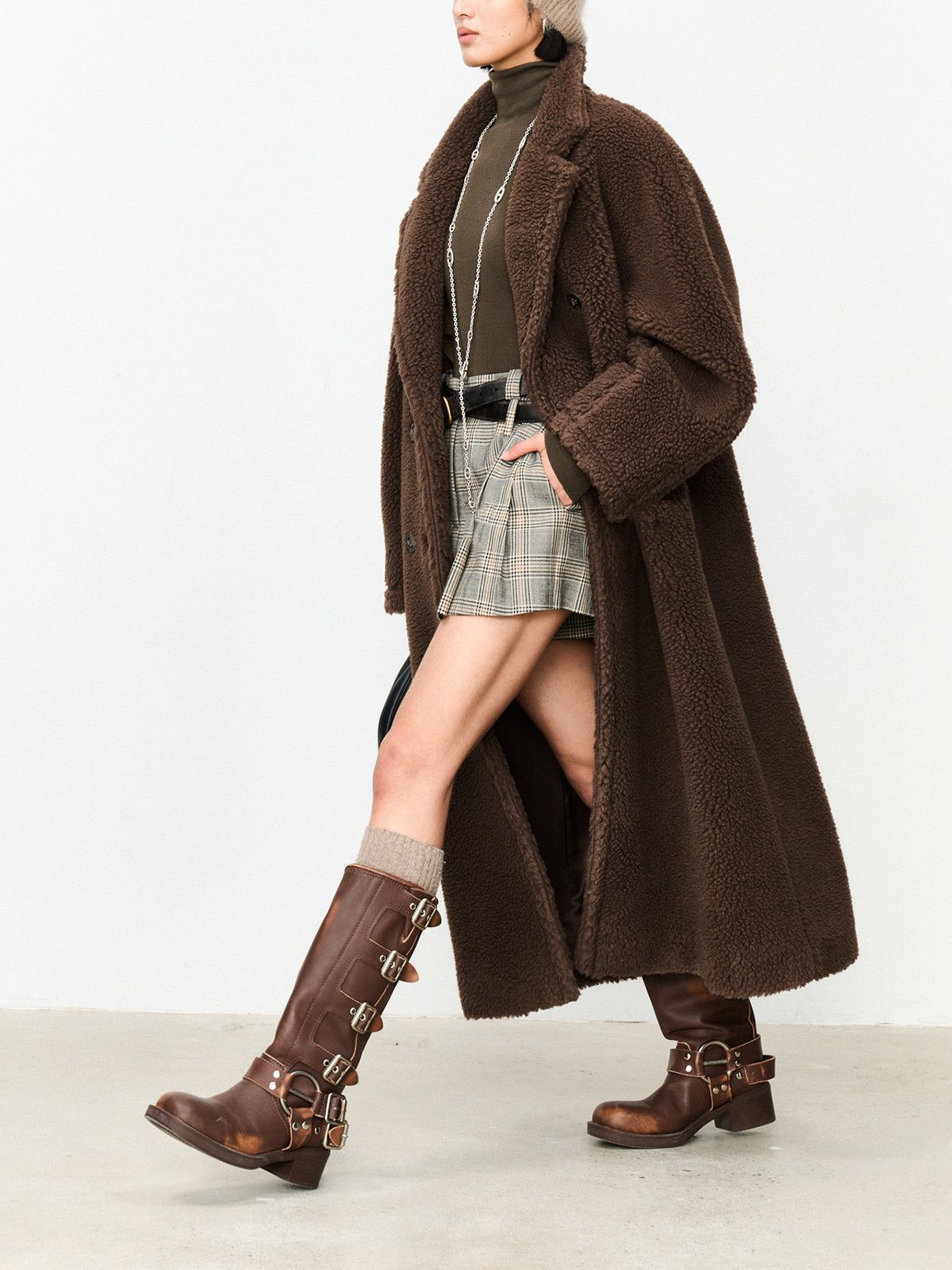 Oversized Double-Breasted Fleece Jacket sold by COMMENSE product image thumbnail 5