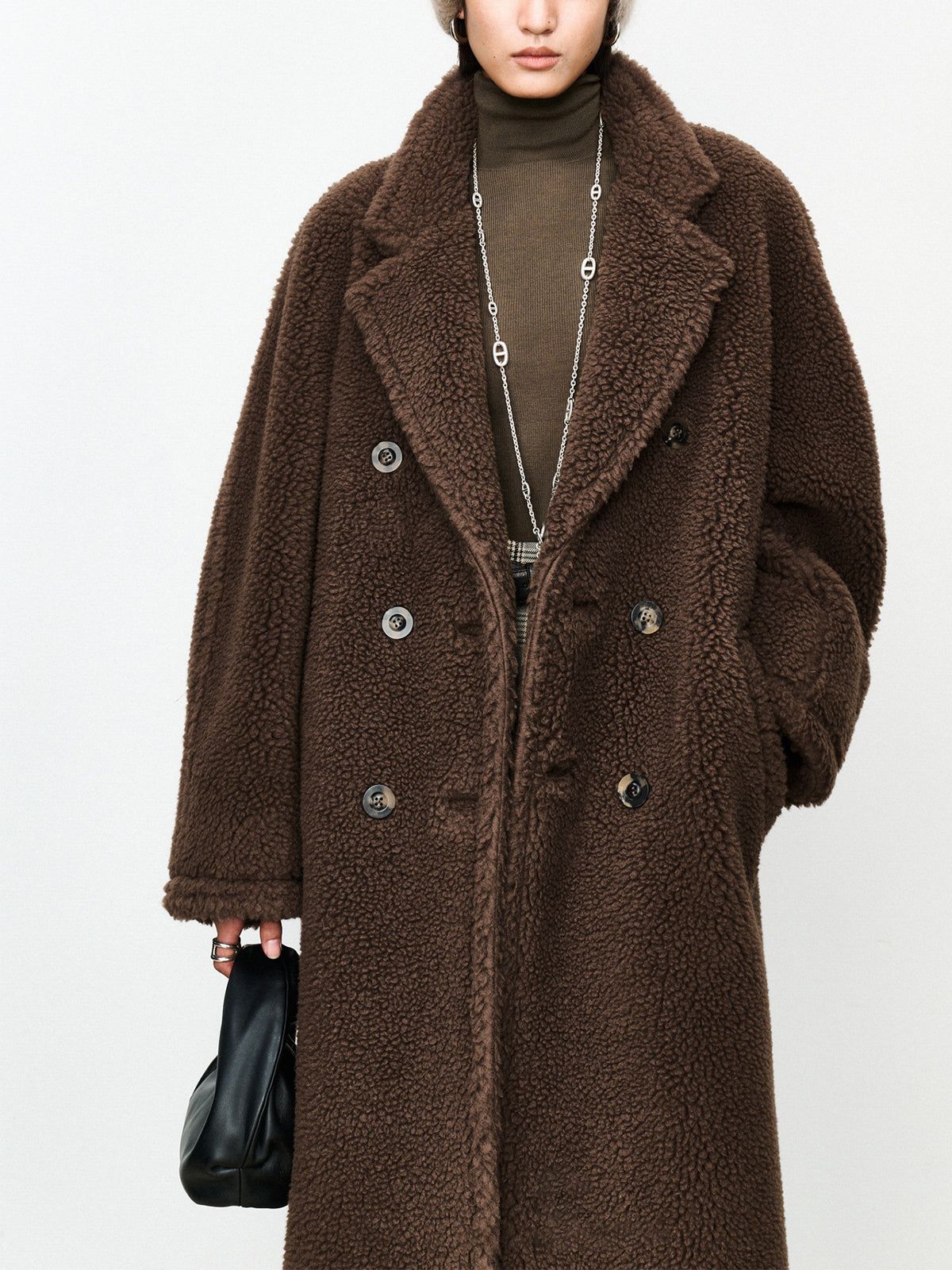 Oversized Double-Breasted Fleece Jacket sold by COMMENSE product image thumbnail 2