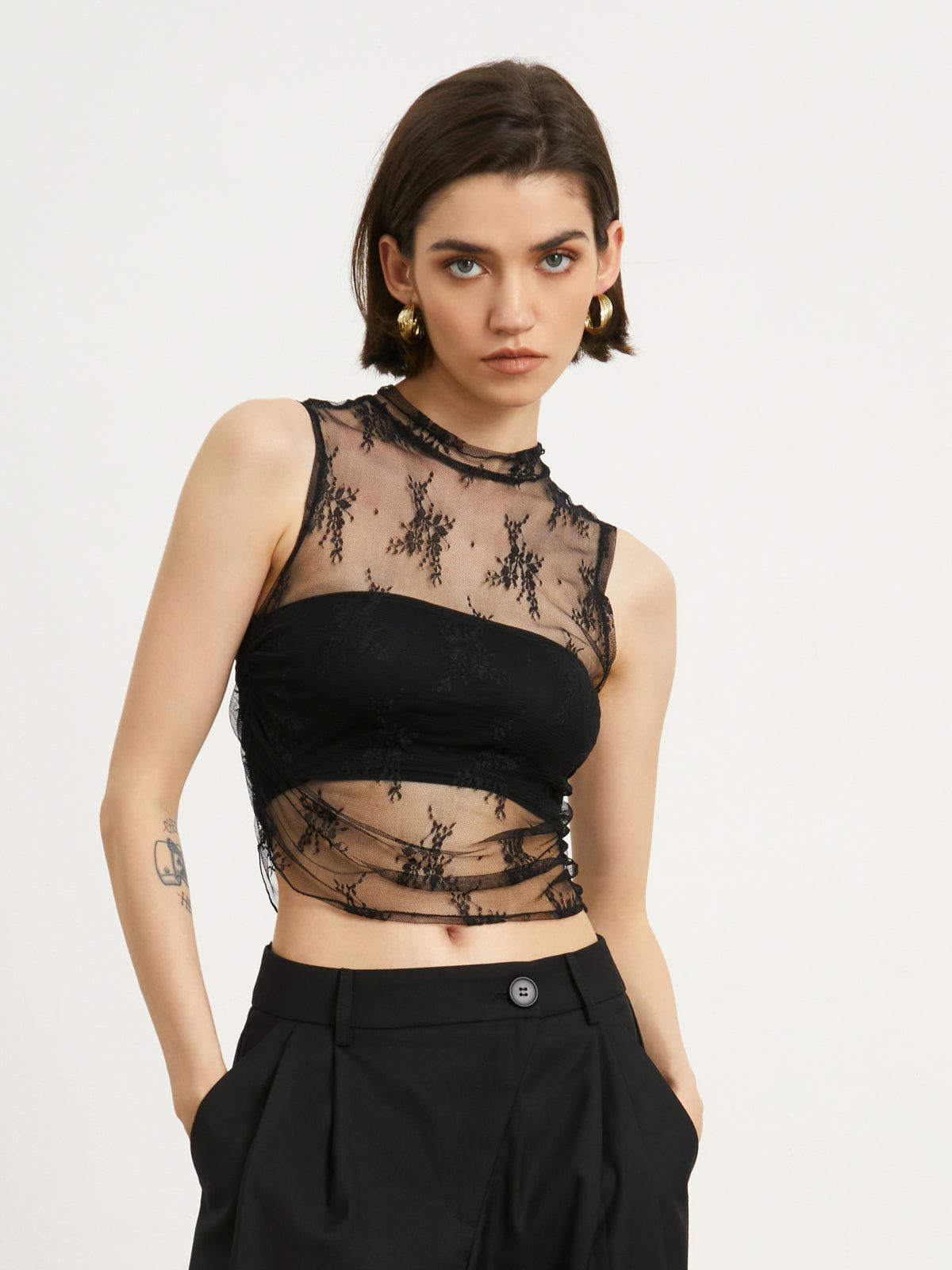 Floral Mesh Cover Up Blouse sold by COMMENSE product image thumbnail 4