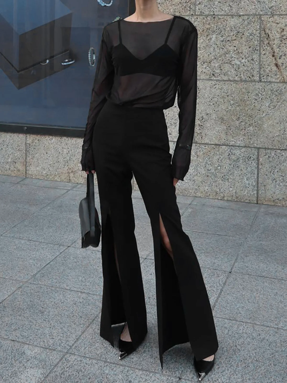 Sheer Long Sleeve Mesh Top sold by COMMENSE product image thumbnail 4