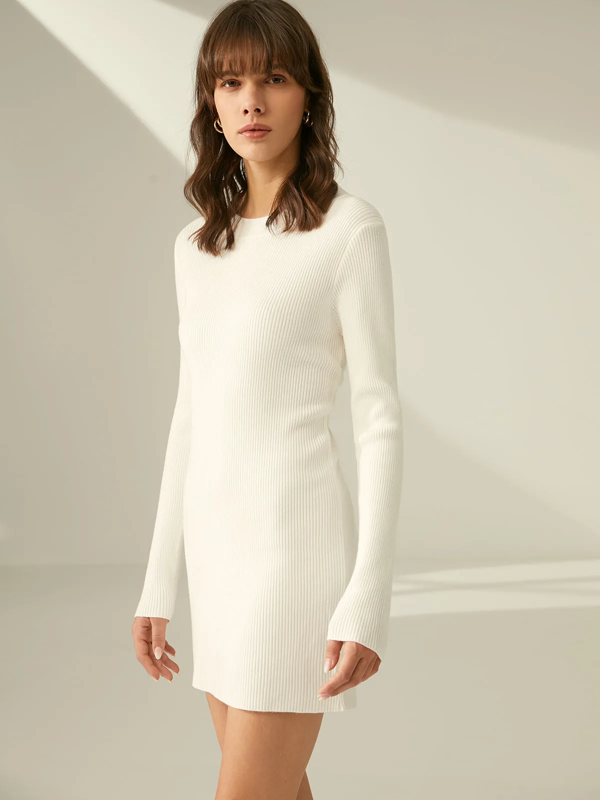 Ribbed Crewneck Sweater Dress sold by COMMENSE product image thumbnail 2