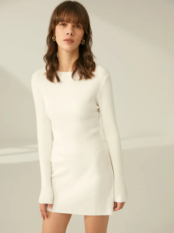 Ribbed Crewneck Sweater Dress sold by COMMENSE