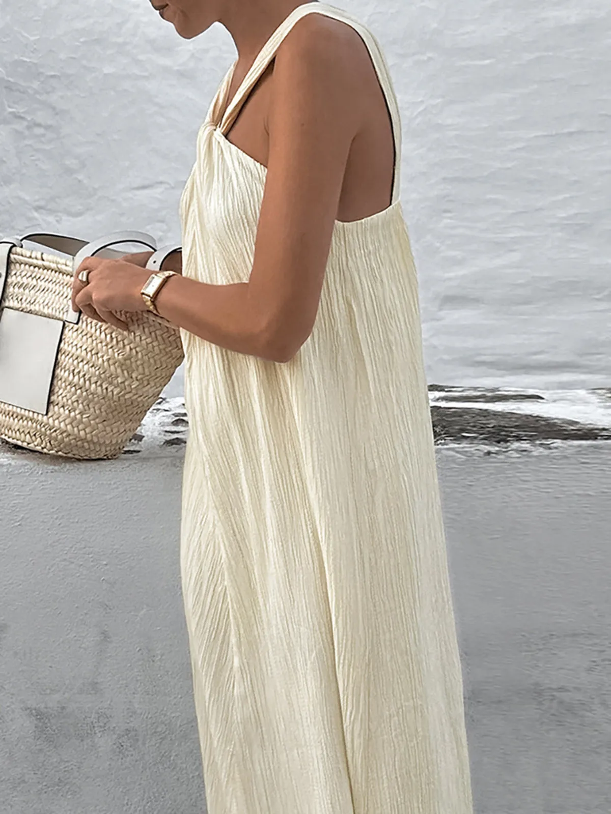 Creamy Halter Long Dress sold by COMMENSE product image thumbnail 3
