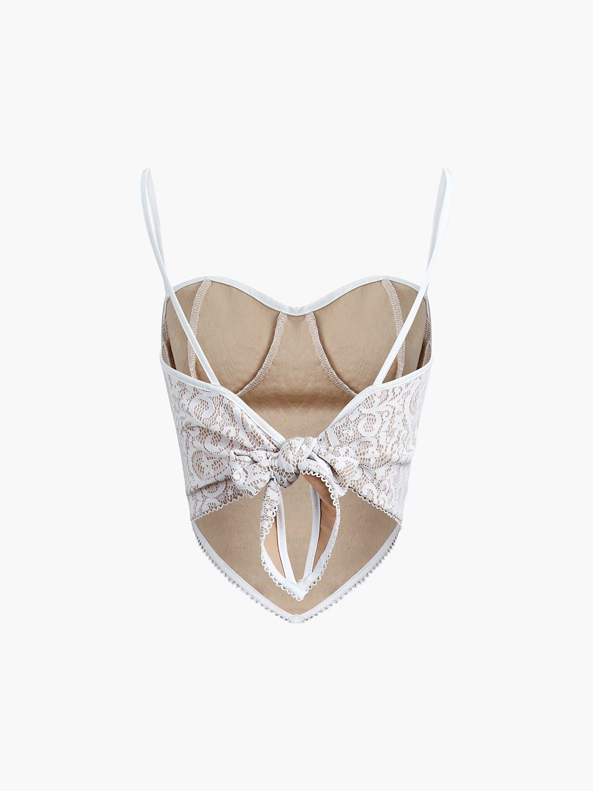 Lace Tied Jacquard Open Back Crop Top sold by COMMENSE product image thumbnail 2
