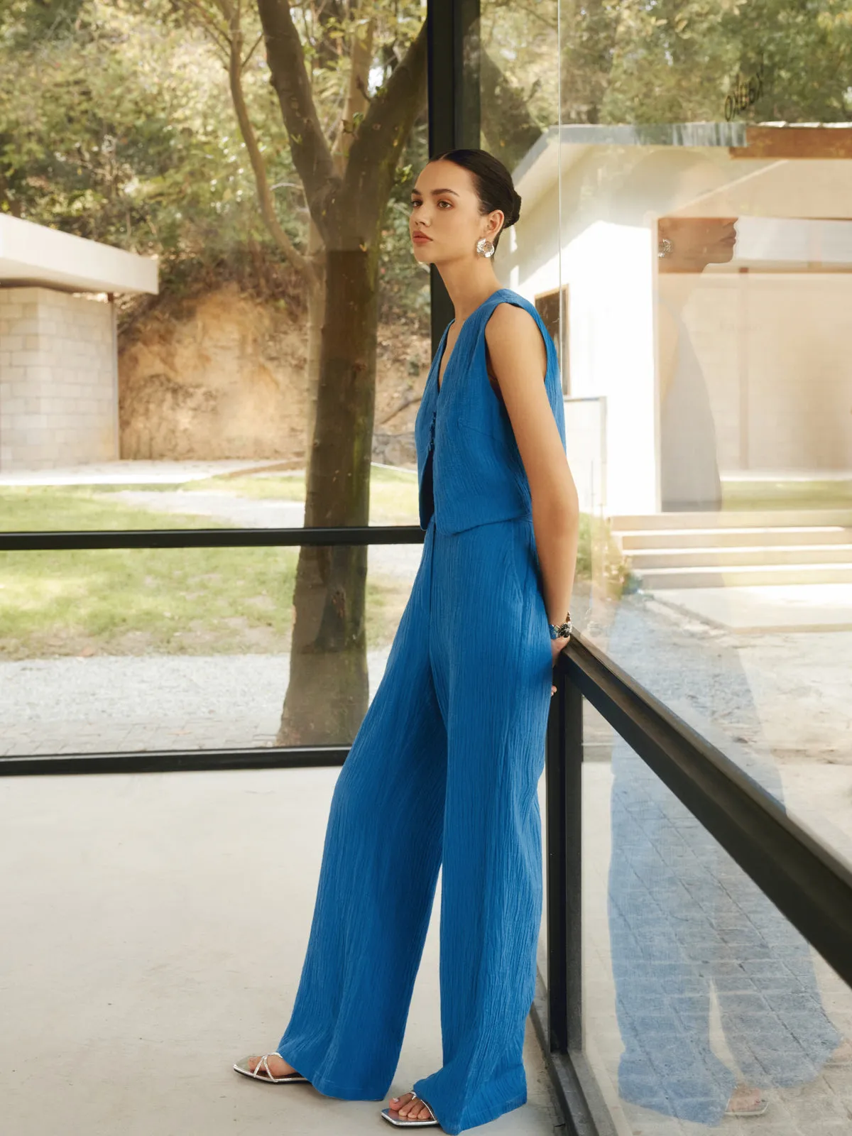 Cotton & Linen Leisure Pants Set sold by COMMENSE product image thumbnail 3