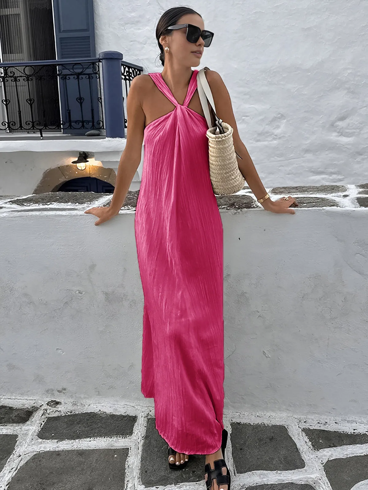 Creamy Halter Long Dress sold by COMMENSE product image thumbnail 5