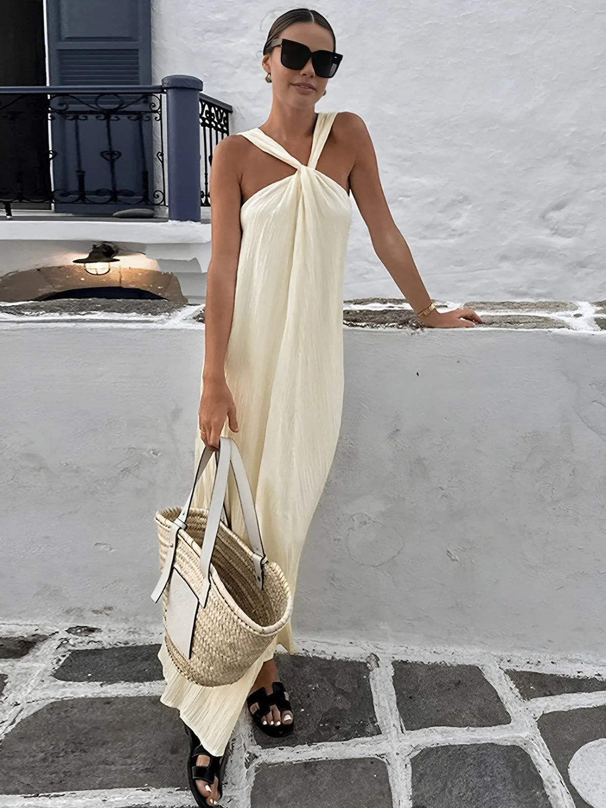Creamy Halter Long Dress sold by COMMENSE product image thumbnail 2
