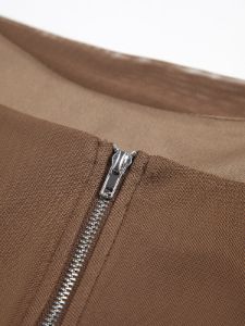Mesh Zippered Ruched Crop Top sold by COMMENSE