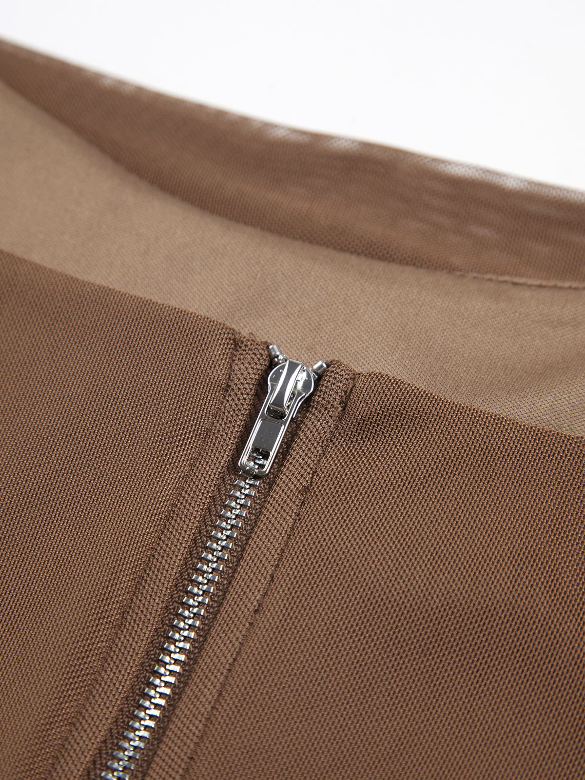 Mesh Zippered Ruched Crop Top sold by COMMENSE product image thumbnail 4