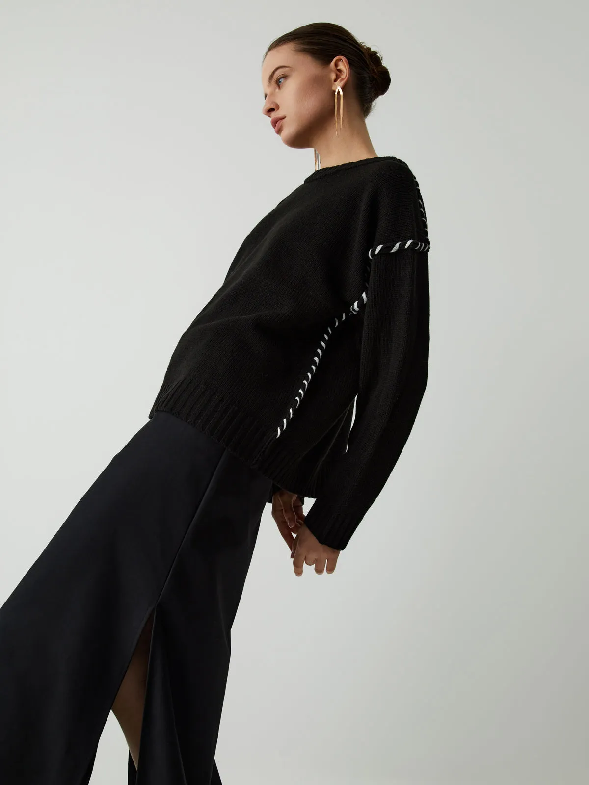Two Tone Stitches Sweater sold by COMMENSE product image thumbnail 5