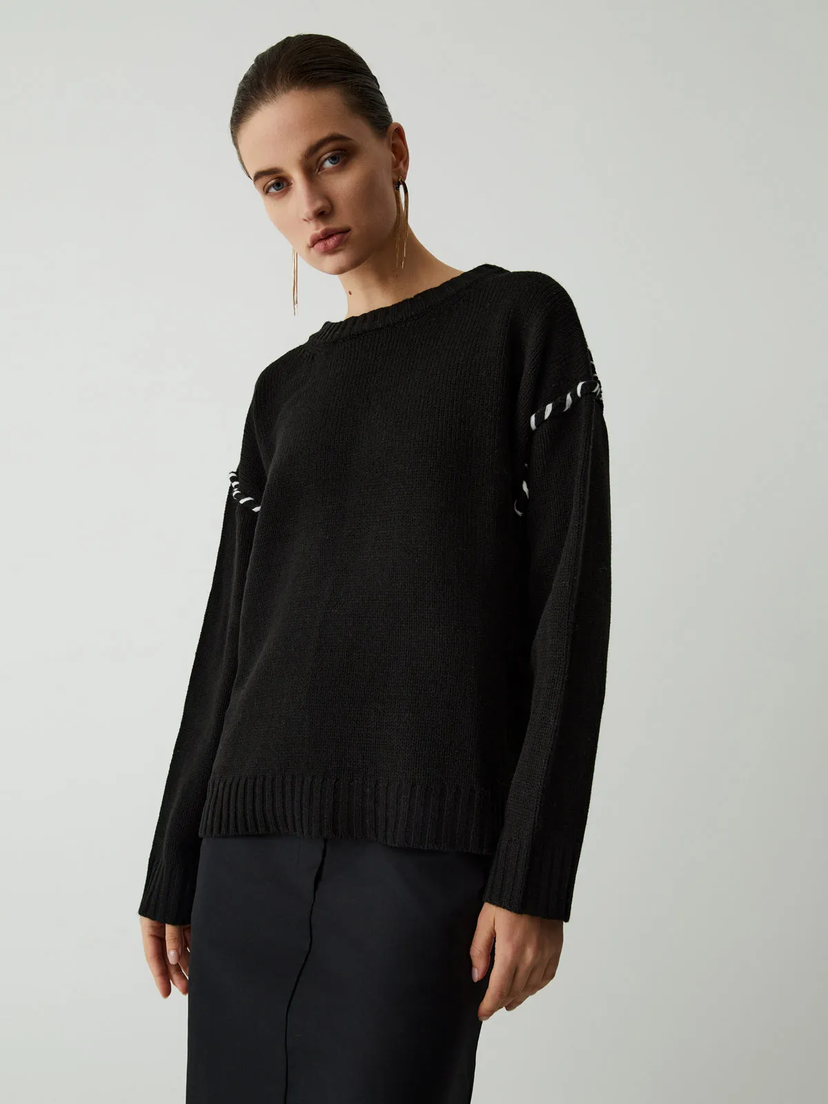 Two Tone Stitches Sweater sold by COMMENSE product image thumbnail 2